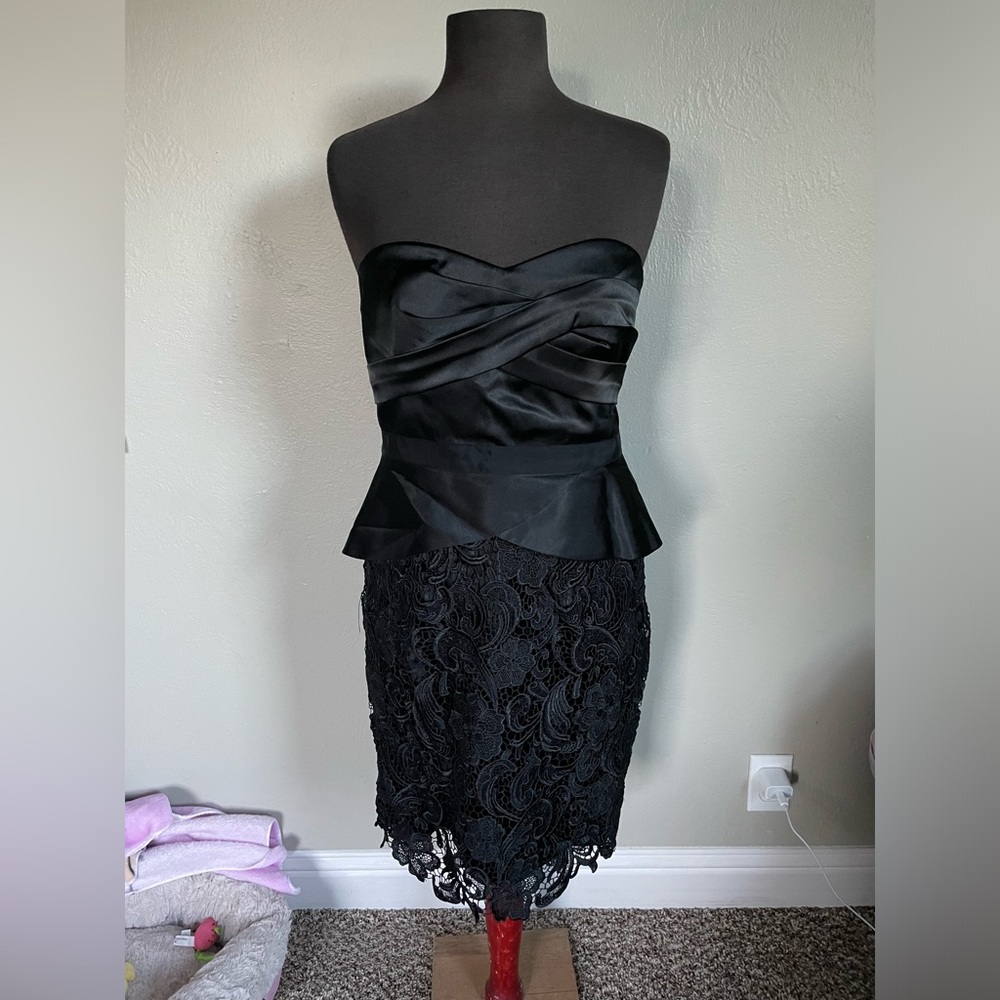 Black Strapless Lace Dress